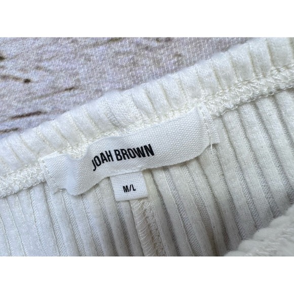 Joah Brown Fitted Mini Flare Pant Natural Ivory Luxe Ribbed Knit Size M/L USA - Picture 7 of 9